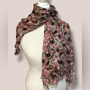 Floral Pink and Brown Talbots Scarf - 69 x 22.5